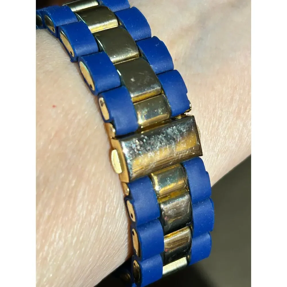 Jessica Carlyle Women’s Watch Model 6882Blue Silicone, Gold Tone, Crystal Bezel